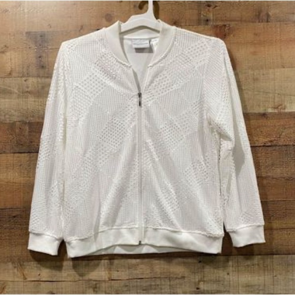 Alfred Dunner Off White Cardigan Cream Jacket Size 12